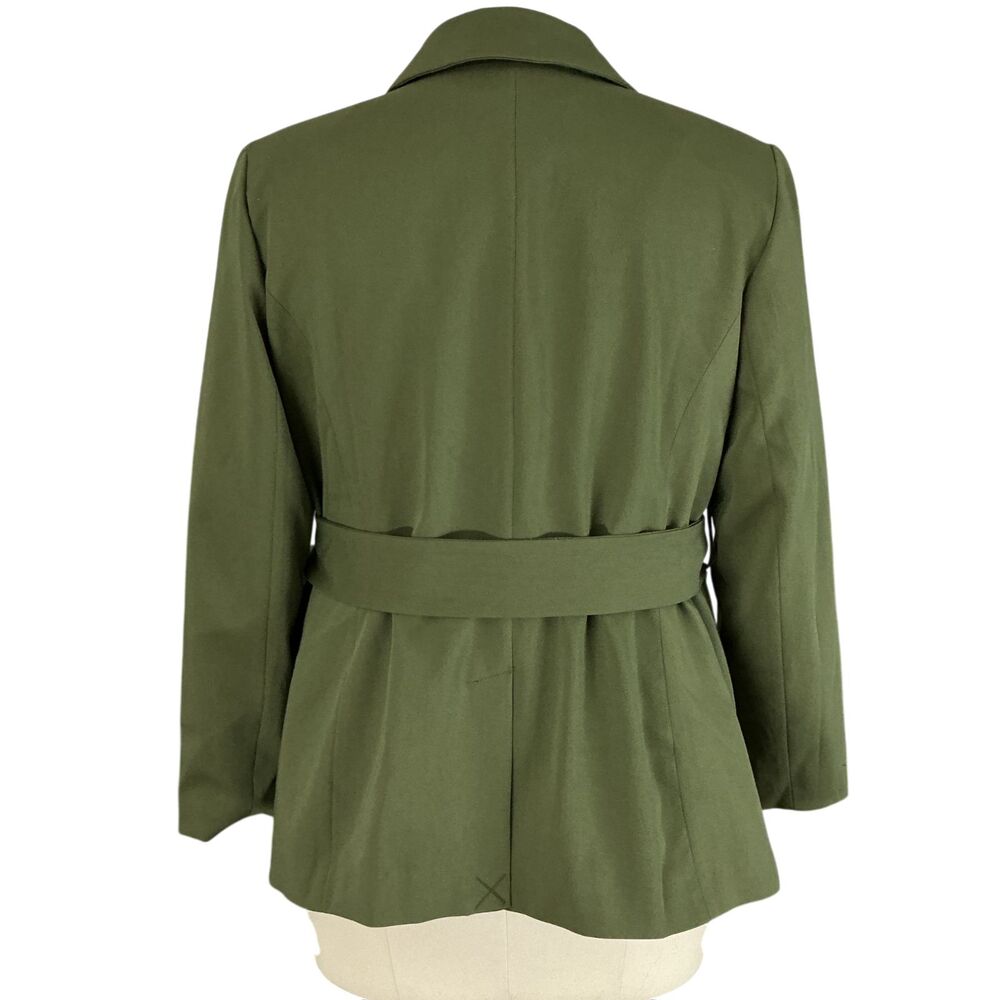 Eloquii Blazer Jacket sz 18 Army Green Belt Detail Peak Lapel Office Preppy NWT - Picture 5 of 12